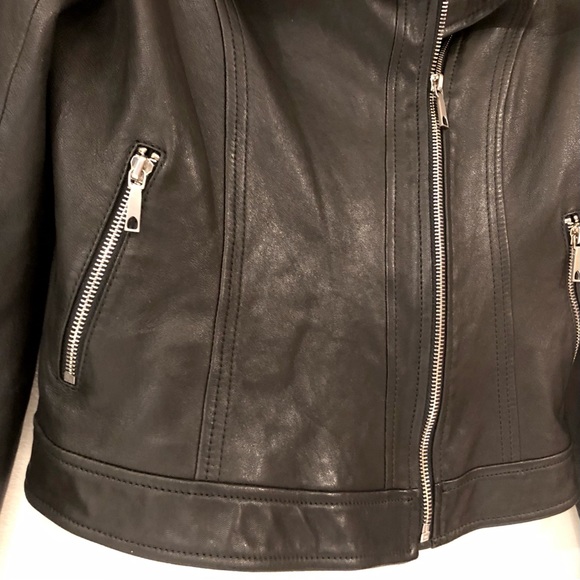 Lafayette 148 Black Leather Moto Jacket - Picture 5 of 16